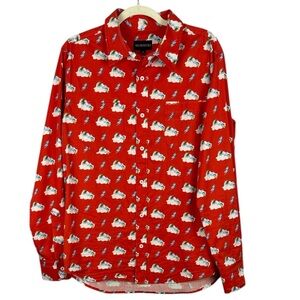 Hayley Elsaesser Cotton Cloud Lightning Unicorn Print Button Down Med Red Shirt